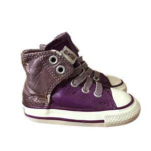 Converse Sneaker Toddler 4 RARE Patent Purple Sparkle Shine Holiday Collection